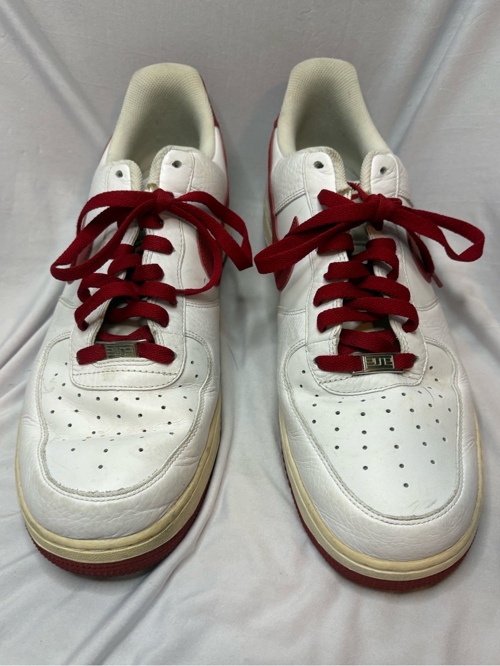 Nike Air Force 1 White Sneakers with Red Accents